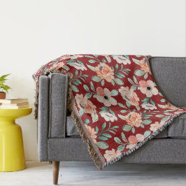 Boho botanische Muster Trendy bunt burgundy Decke