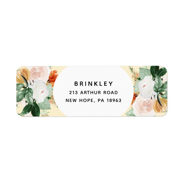 Boho Botanische Pastel Gelbe Rücksendeadresse (Vorne)