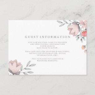 Boho botanische rustikale Gastdetails Coral und Gr Begleitkarte
