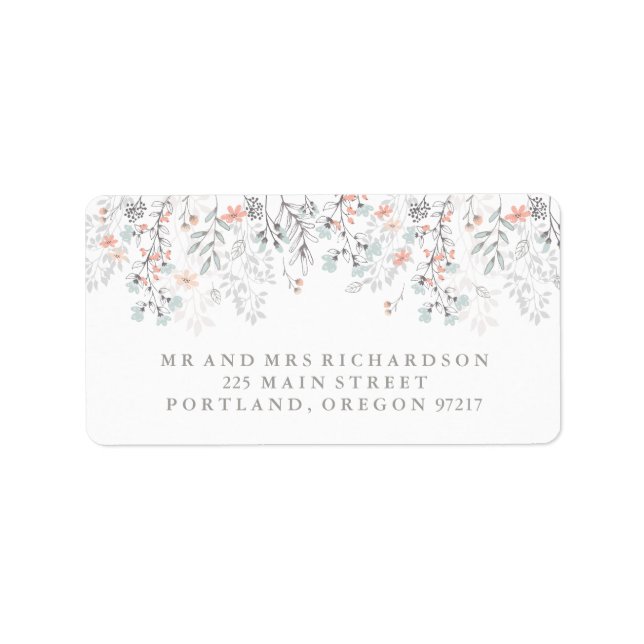 Boho Botanische Rustikale Hochzeit in Korallen und Adressaufkleber (Vorne)