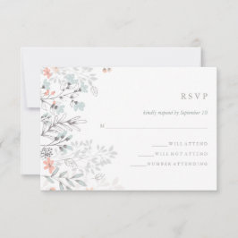 Boho Botanische Rustikale Hochzeitskoralle und Gra RSVP Karte