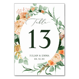 Boho Botanische Weiße Grünpflanzen Personalisiert Tischnummer