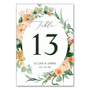 Boho Botanische Weiße Grünpflanzen Personalisiert Tischnummer