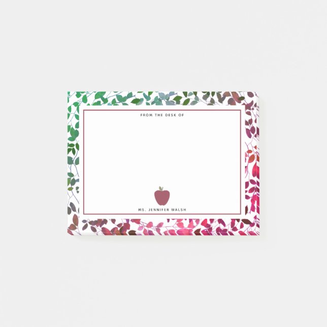 Boho botanischer Apple Lehrer Post-it Klebezettel (Vorderseite)
