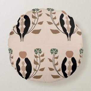 Boho-Botanischer Erdiger Weiblicher Naturstil Rundes Kissen