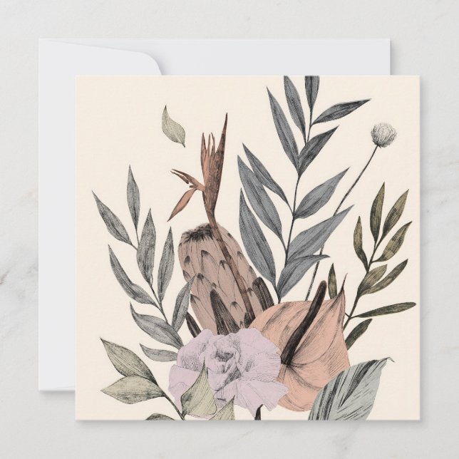 Boho Botanischer Garten - Illustration Einladung (Vorderseite)