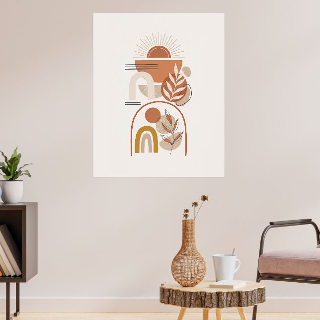 Boho-Botanischer Geometrischer Abstrakter Wandkuns Poster (Wohnzimmer 3)