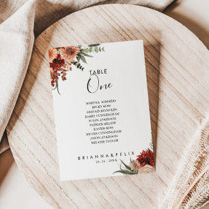 Boho Botanischer Herbst Tischnummer 1 Sitzplan