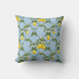 BOHO Botanischer Lemon Citrus Floral Style Blau Kissen