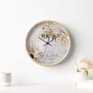 Boho Botanischer Marmorfamilie Jahr Uhr