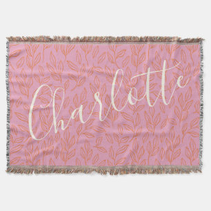 Boho Botanisches Leaf Muster in rosa Personalisier Decke