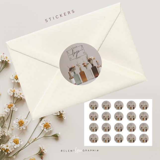 Boho Bottles | Blumen | ästhetisch Runder Aufkleber (Von Creator hochgeladen)