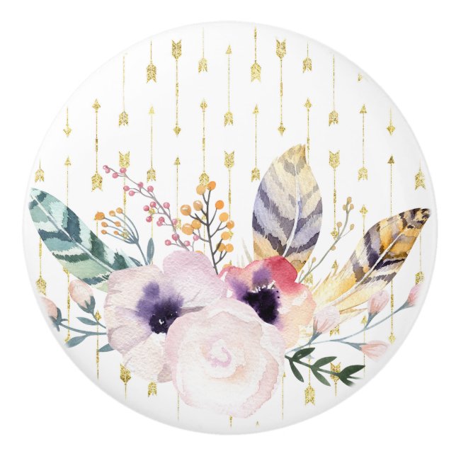 Boho Bouquet Keramikknauf (Vorderseite)