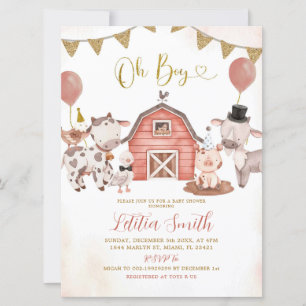 Boho Boy Farm Baby Shower Einladung