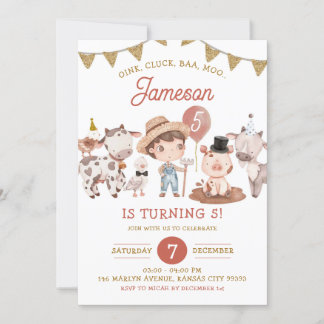 Boho Boy Farm Birthday Einladung