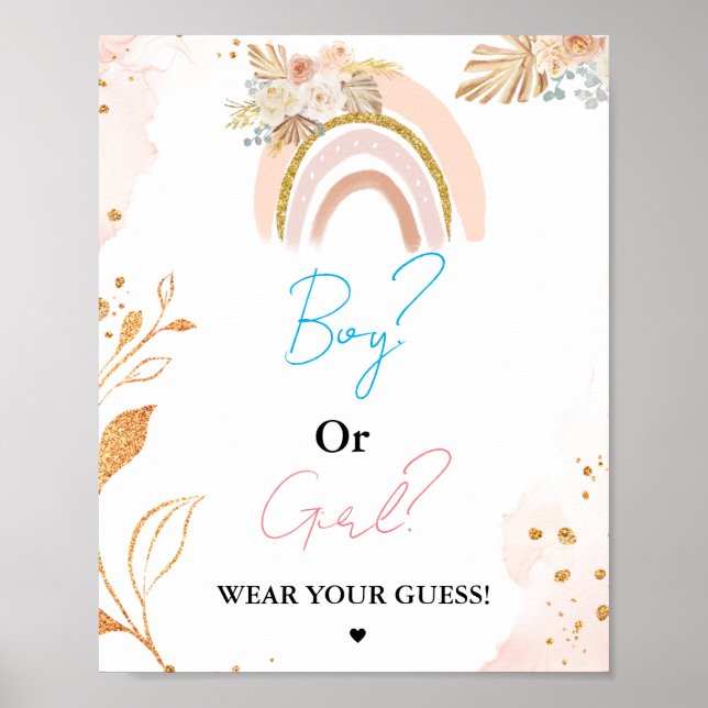 Boho Boy or Girl Tragen Sie Ihr Baby-Duschspiel Poster (Vorne)