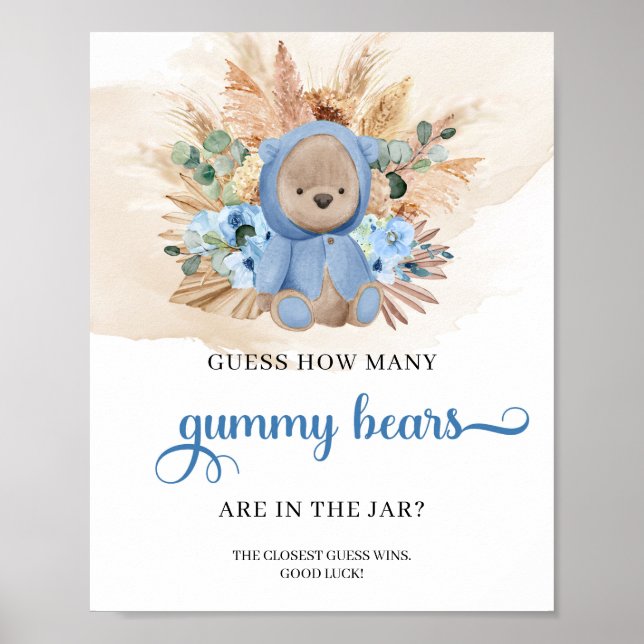 Boho Boy Teddy Bär schätzt wie viele Gummibären Poster (Vorne)