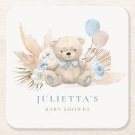 Boho Boy Teddy Bear Baby Dusche Party Dekorationen Rechteckiger Pappuntersetzer