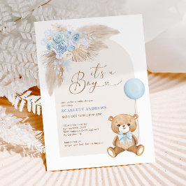 Boho Boy Teddy Bear Balloon Babydusche Einladung