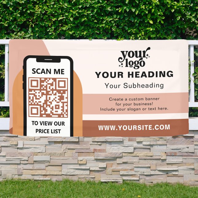 Boho Branding Berufliche Werbung QR-Code Banner (Von Creator hochgeladen)