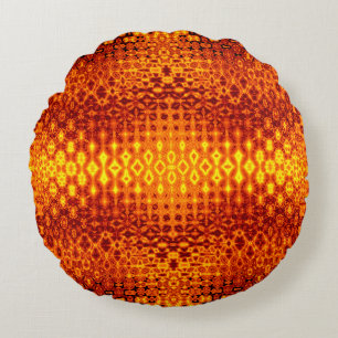 Boho-Brandorange-Wurf-Rundkissen. Rundes Kissen