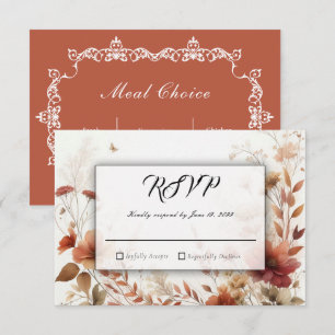 Boho-Braun mit Schmetterlingen Florale Hochzeit RSVP Karte