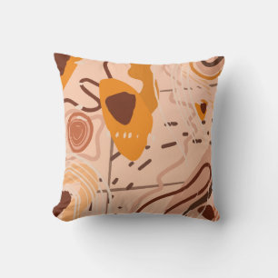 Boho-Braun-Tan-Beige-Orange-Abstraktkunst Kissen