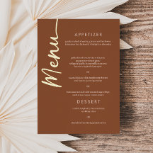 Boho-Braun-Terrakotta-Goldfolie-Script-Menükarte