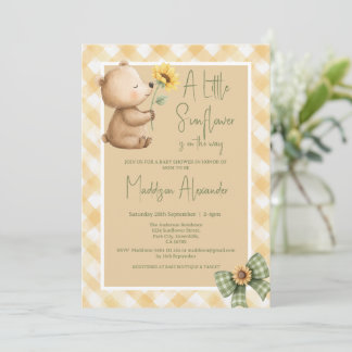 Boho Braunbär Sonnenblume Babyparty Einladung