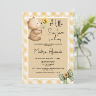 Boho Braunbär Sonnenblume Babyparty Einladung