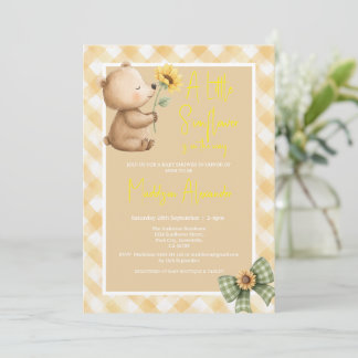 Boho Braunbär Sonnenblume Babyparty Einladung
