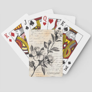 Boho Braune Florale Skizze Vintage Pergament Spielkarten