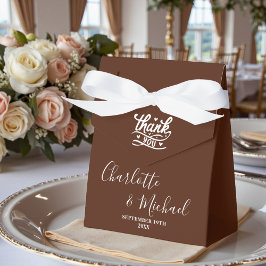 Boho-Braune Skript-Minimalist-Hochzeit Geschenkschachtel