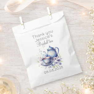 Boho-Braut-Tee Blaue Blumen Vintage-Polterabend Geschenktütchen