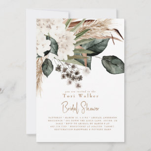 Boho Brautparty in neutralen Farben mit kaskadiere Einladung