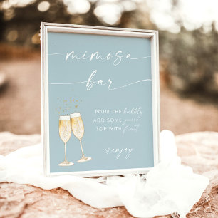 Boho Brautparty Mimosa Bar Sign   Dusty Blue Poster