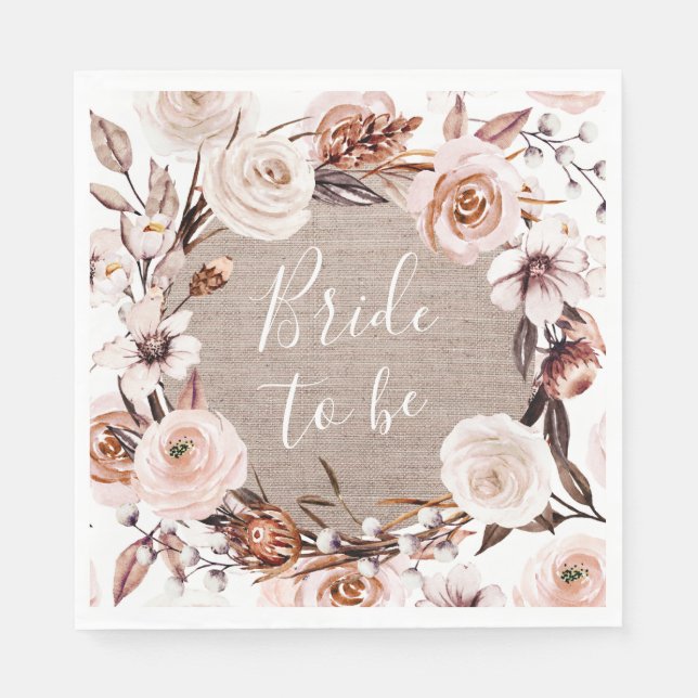 Boho Brautparty Napkins Burlap Brie zu sein Serviette (Vorderseite)