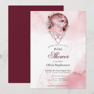 Boho Brautparty Pink Maroon Vollmond Einladung