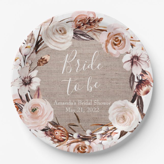 Boho Brautparty Teller Burlap Bridge zu sein (Vorderseite)