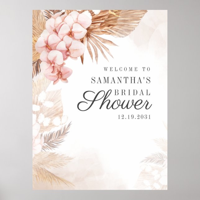 Boho Brautparty Terracotta Pampas Grass Willkommen Poster (Vorne)