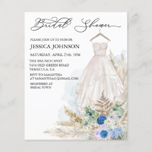 Boho Brautparty Wedding Dress Watercolor Blue