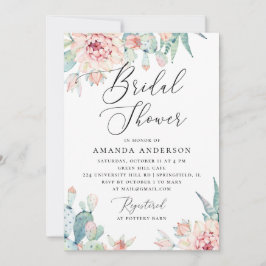 Boho Bridal Shower | Watercolor Cactus Floral Einladung