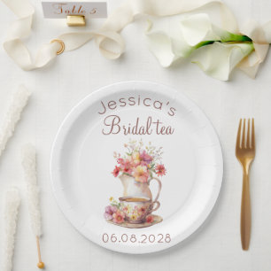 Boho Bridal Tea Floral Vintages Brautparty Pappteller