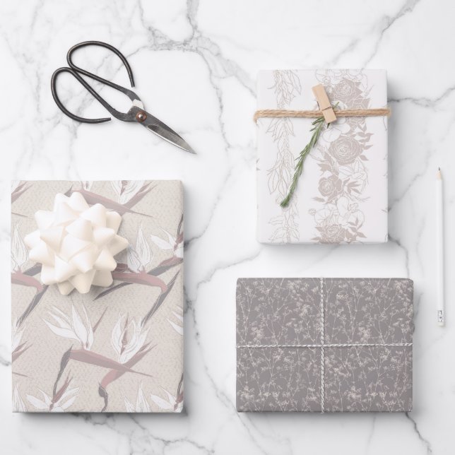 Boho Bride-Set C, Tropical Romance Gift Wrap Geschenkpapier Set (Vorderseite)