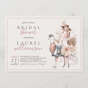 Boho Bride und Formal Llama Brautparty Einladung