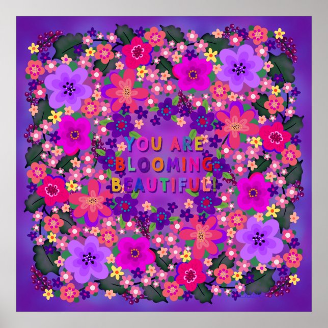 Boho Bright Big Beautiful Blume Poster (Vorne)