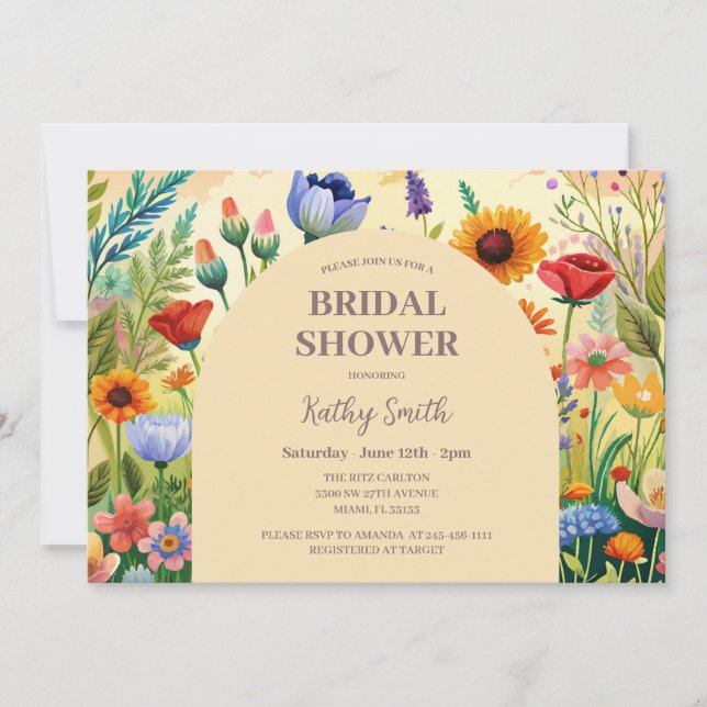 Boho Bright Blume Bridal Dusche Einladung (Vorderseite)