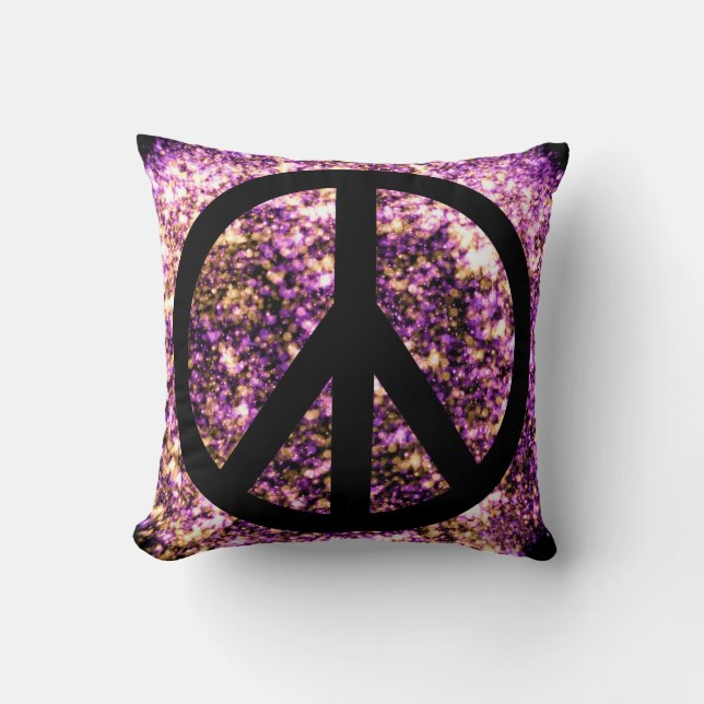 Boho Bright Blurry Funkelnd Lights Peace Kissen (Vorderseite)