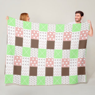 Boho Brown, Burgund, Green und Mauve Whimsical Fleecedecke