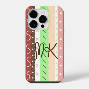 Boho Brown, Burgund, Green und Mauve Whimsical iPhone 14 Pro Hülle